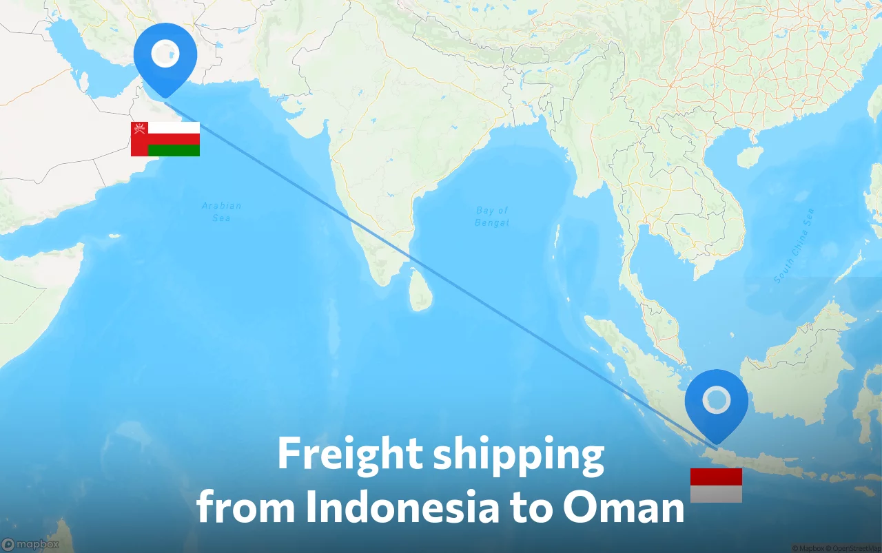 Shipping route from Indonesia to Oman