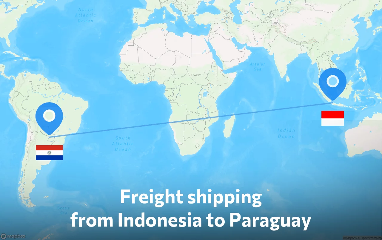 Shipping route from Indonesia to Paraguay