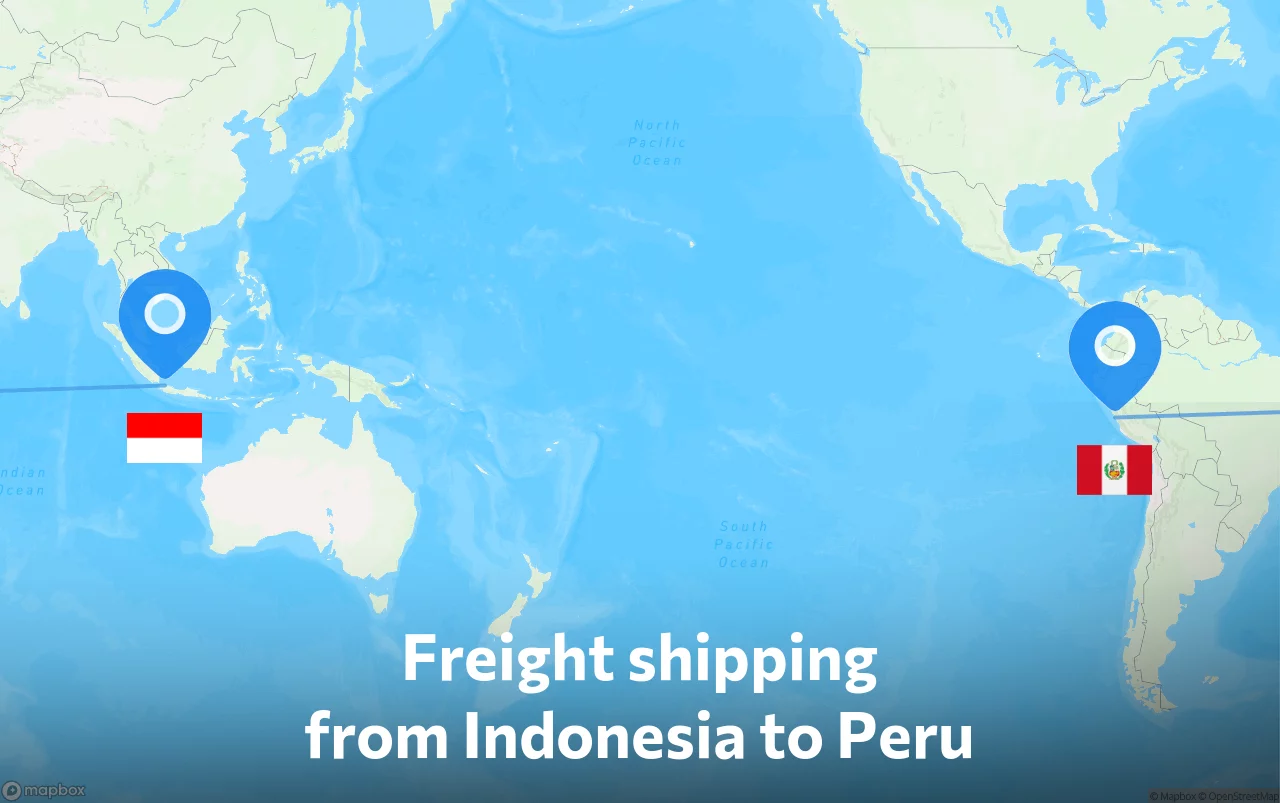 Shipping route from Indonesia to Peru