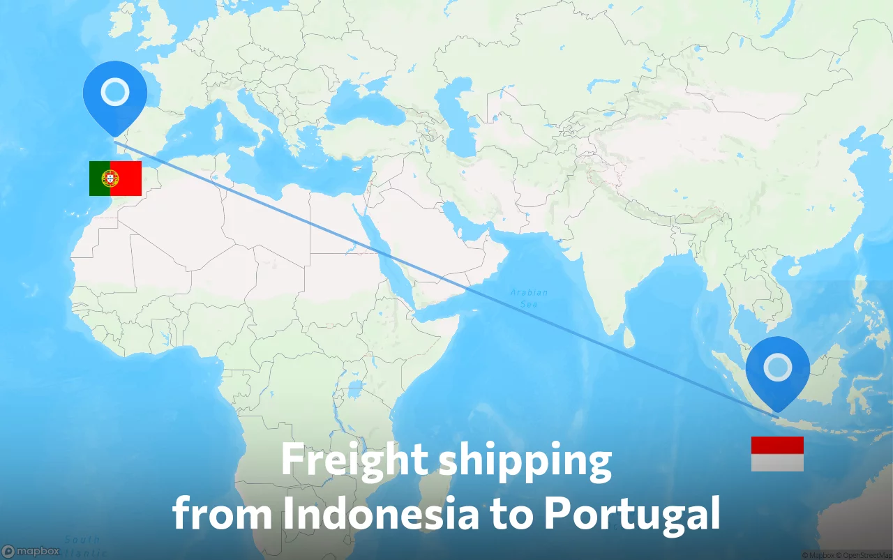 Shipping route from Indonesia to Portugal