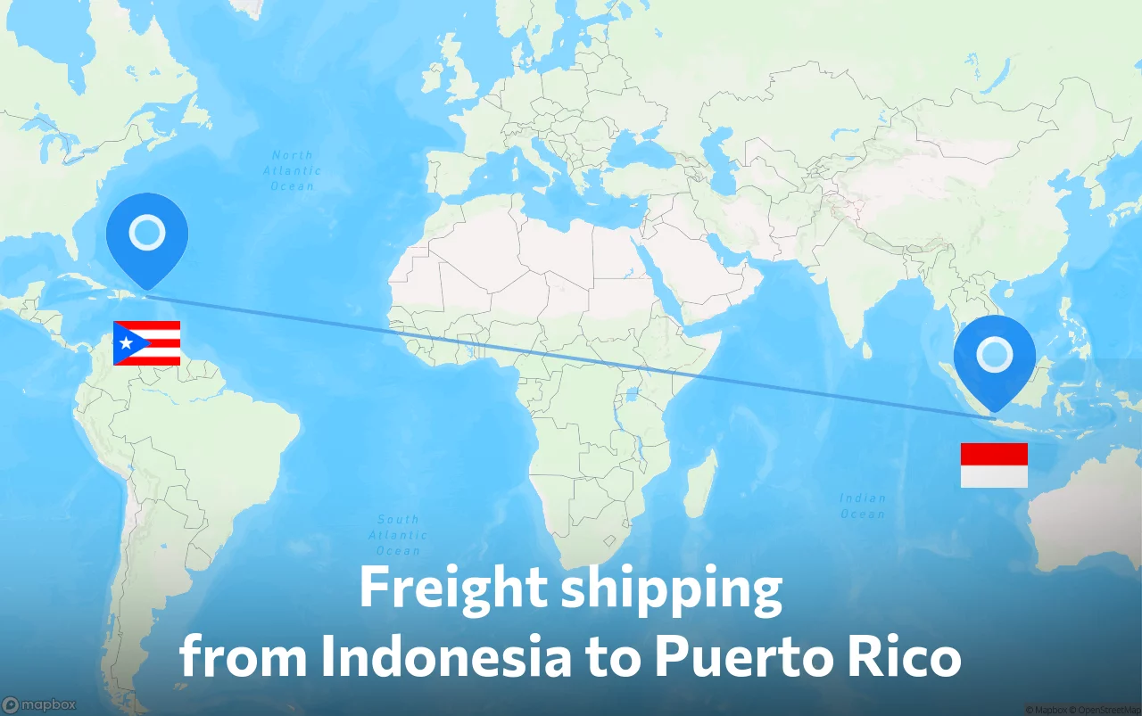 Shipping route from Indonesia to Puerto Rico