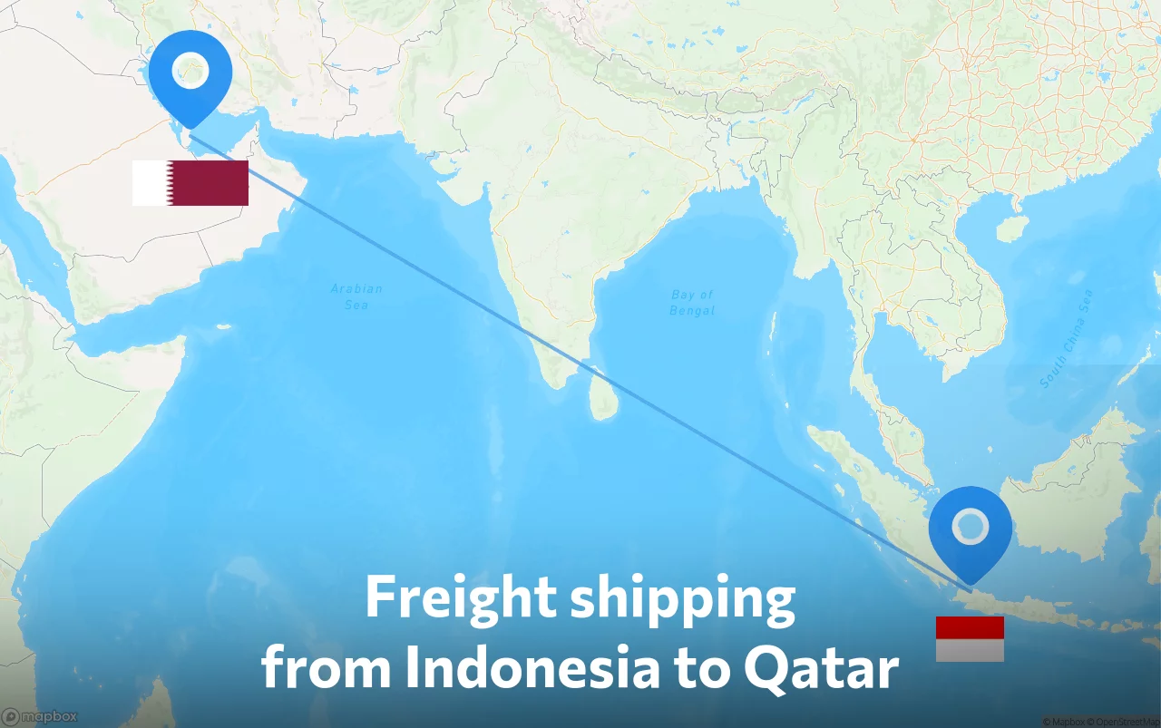 Shipping route from Indonesia to Qatar