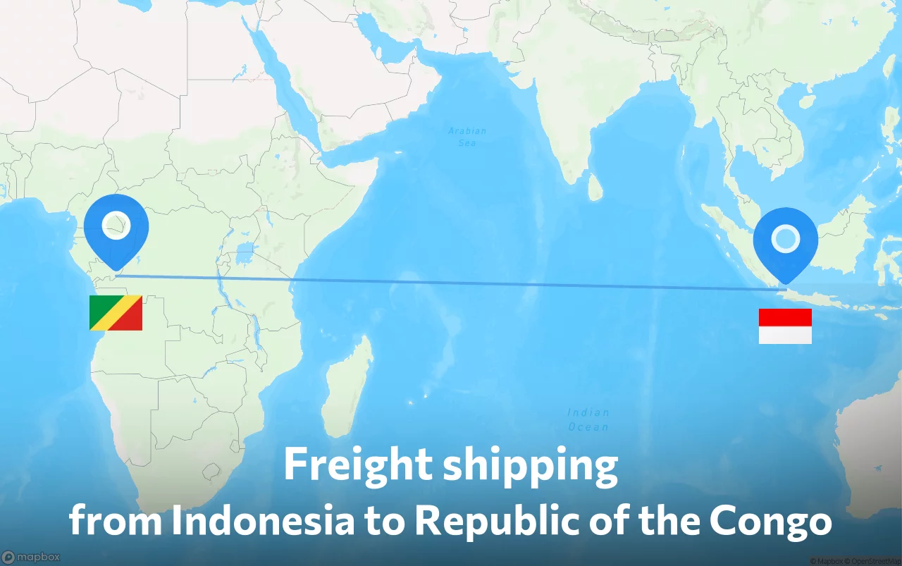 Shipping route from Indonesia to Republic of the Congo