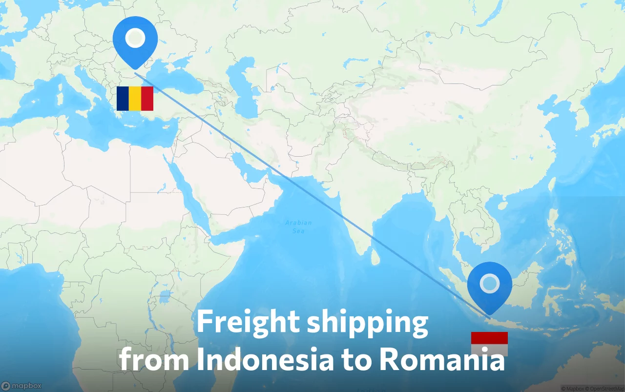 Shipping route from Indonesia to Romania