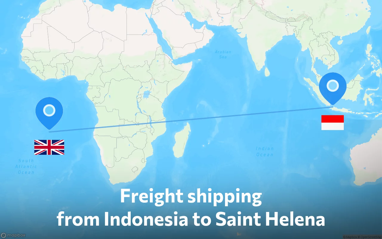 Shipping route from Indonesia to Saint Helena