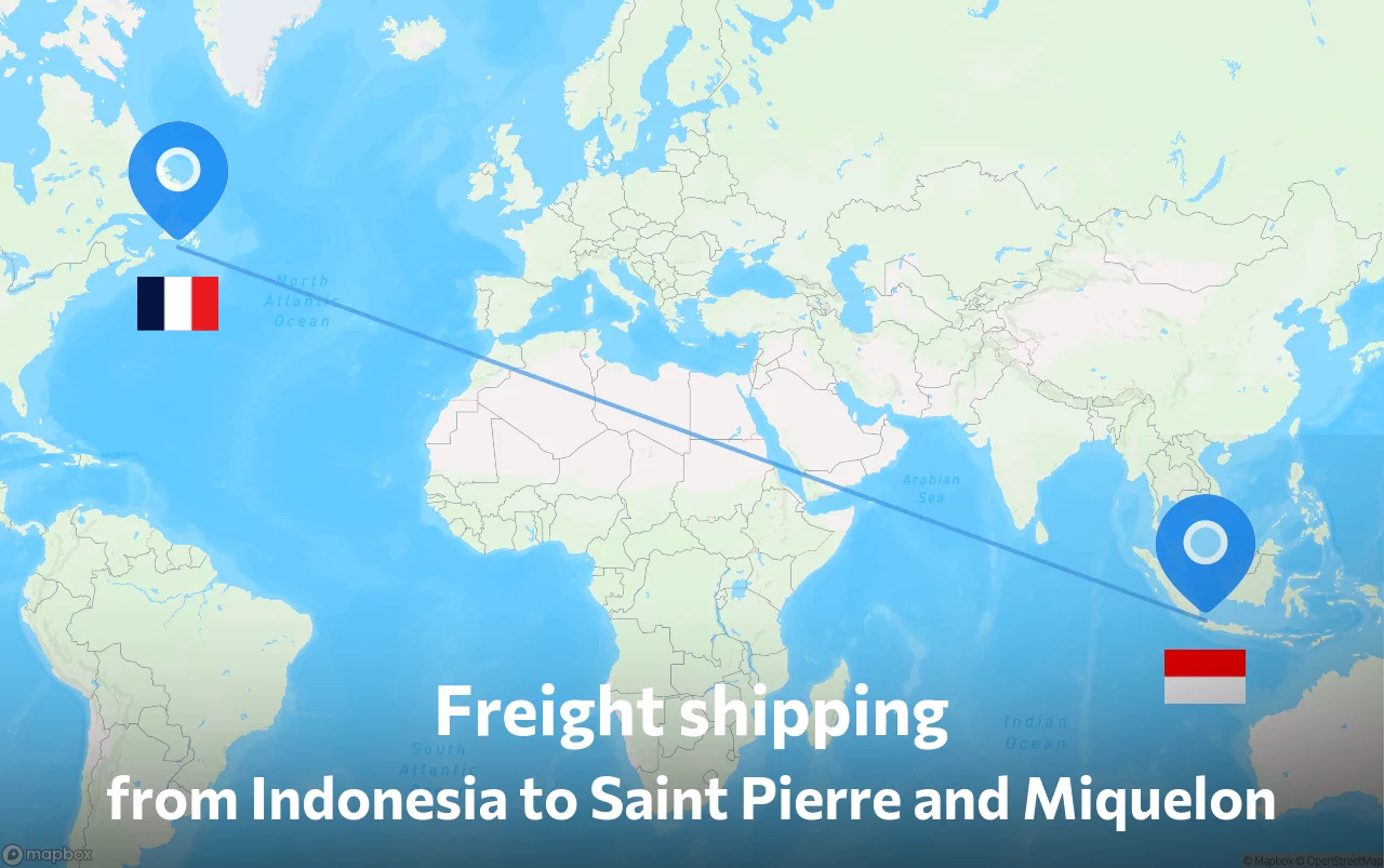 Shipping route from Indonesia to Saint Pierre and Miquelon