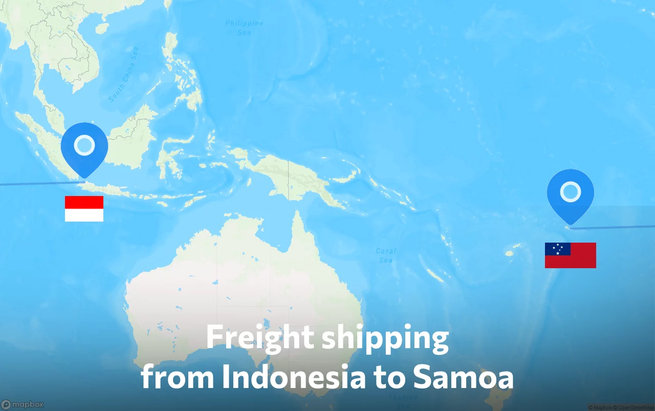 Shipping route from Indonesia to Samoa