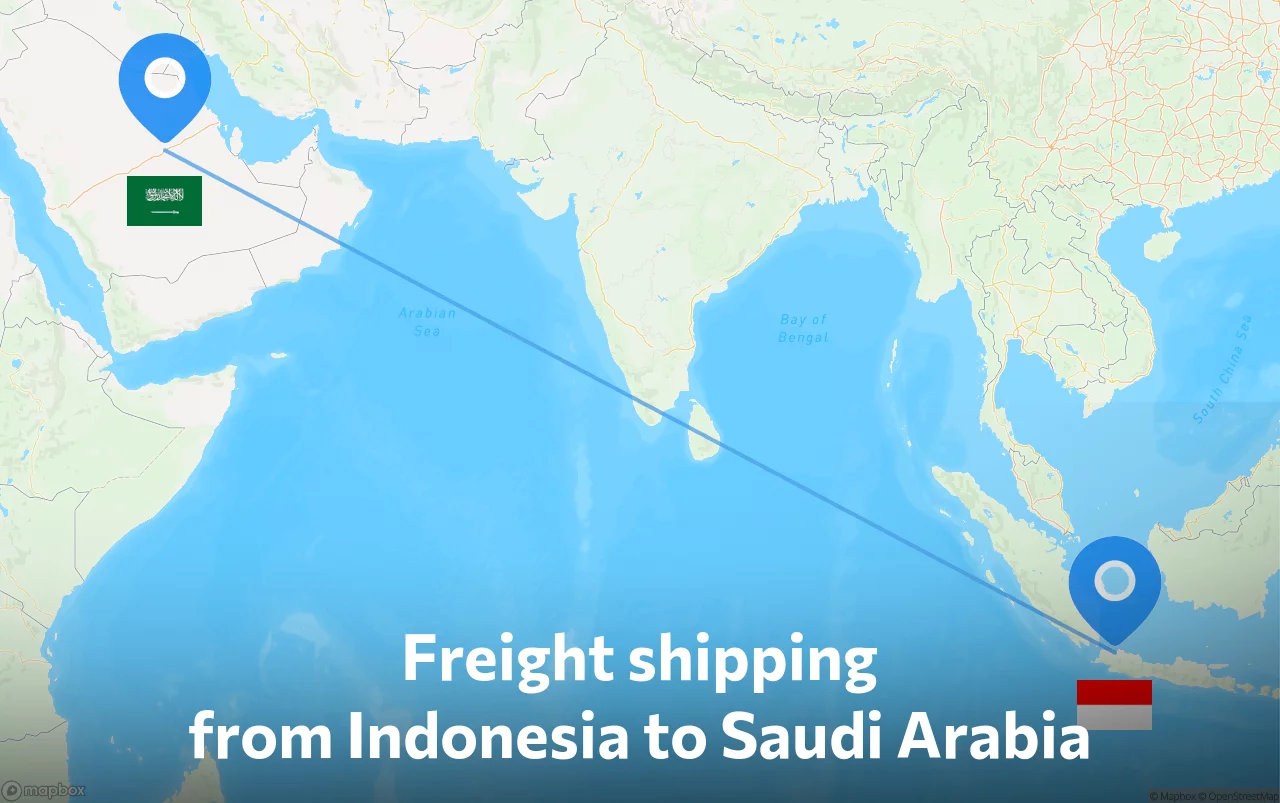 Shipping route from Indonesia to Saudi Arabia