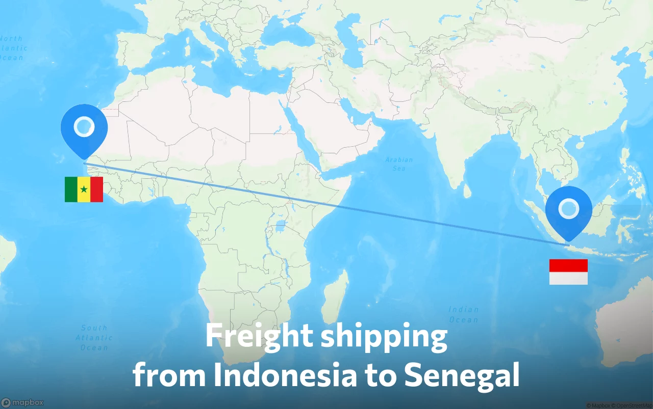 Shipping route from Indonesia to Senegal