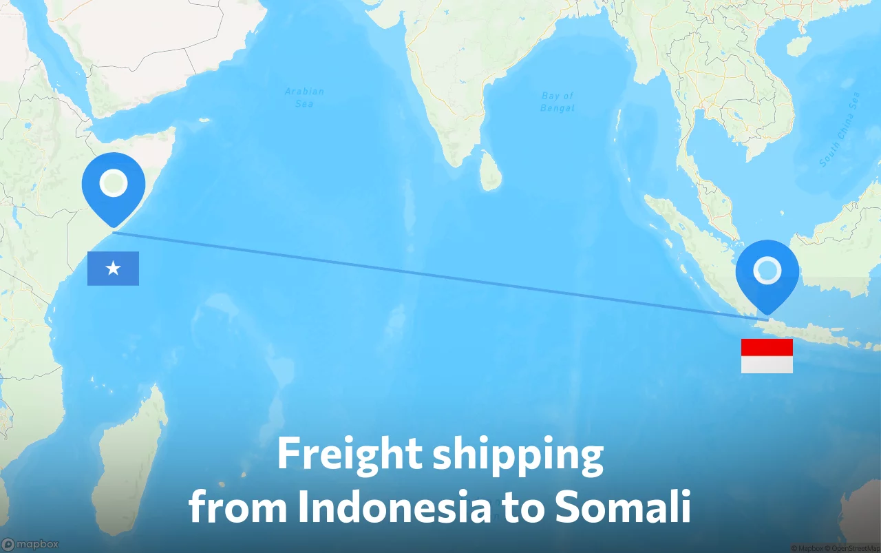 Shipping route from Indonesia to Somali