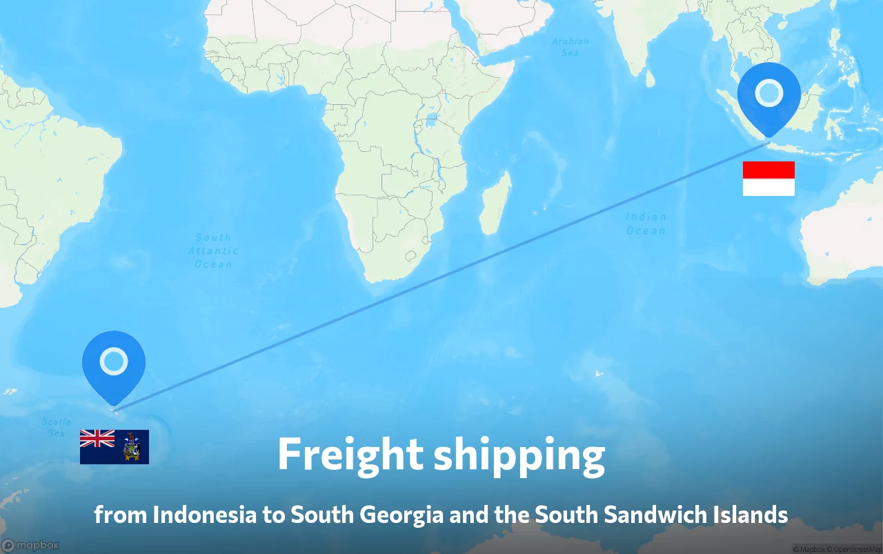 Shipping route from Indonesia to South Georgia and the South Sandwich Islands