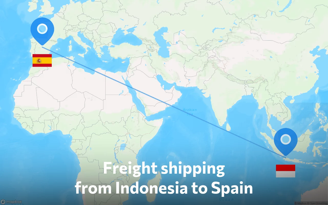Shipping route from Indonesia to Spain