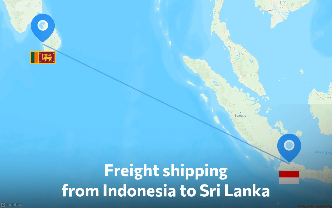 Shipping route from Indonesia to Sri Lanka