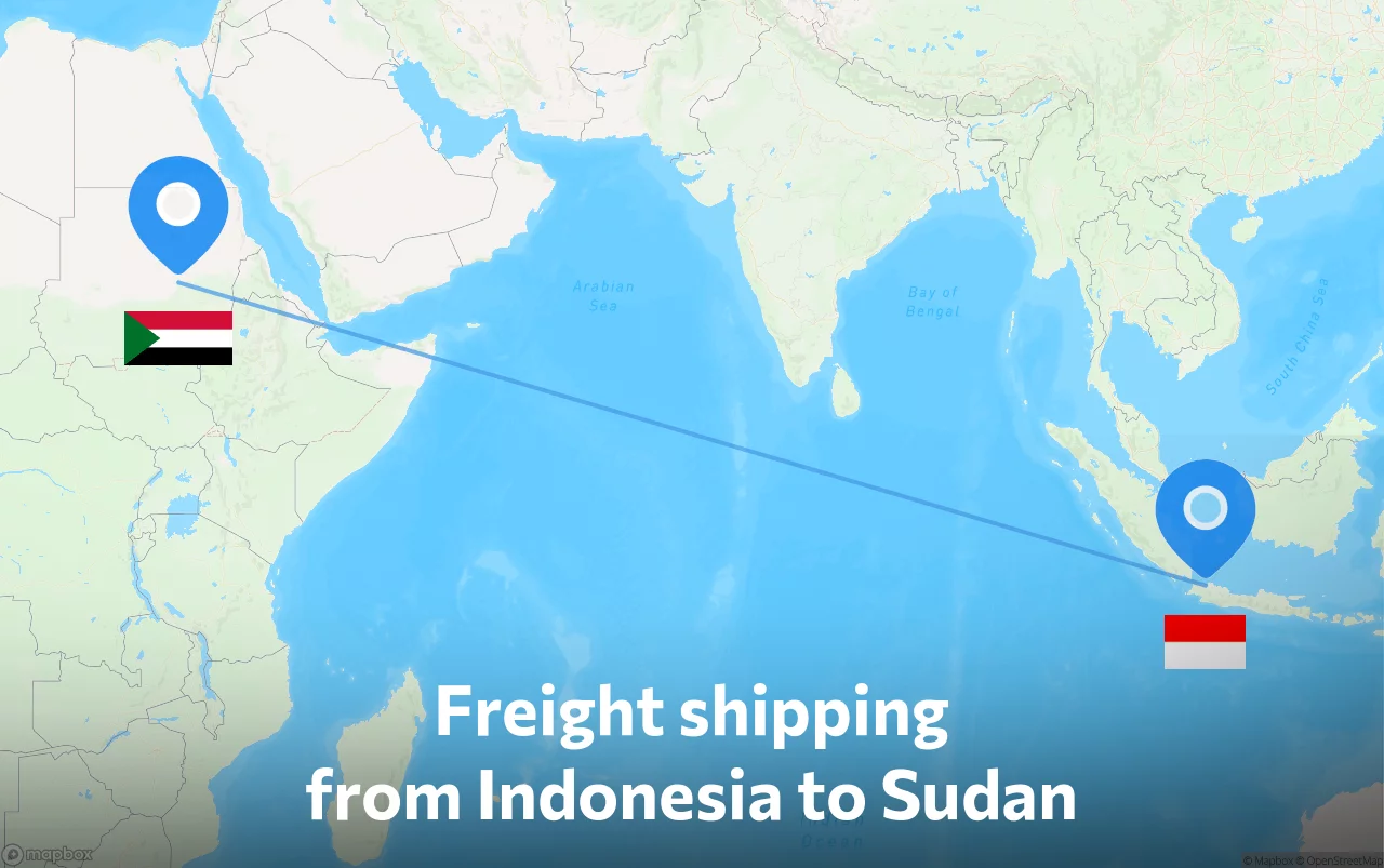 Shipping route from Indonesia to Sudan