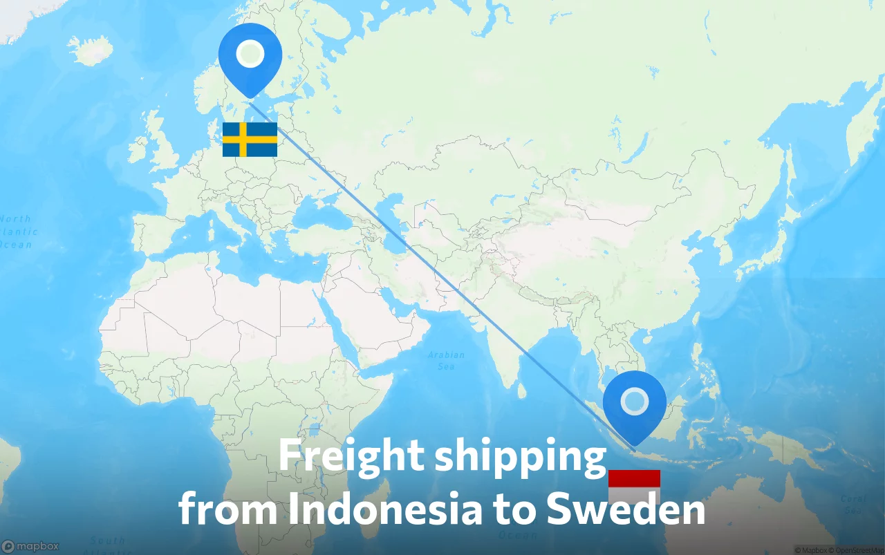 Shipping route from Indonesia to Sweden