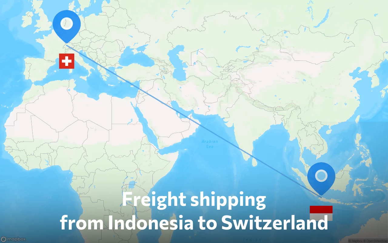 Shipping route from Indonesia to Switzerland