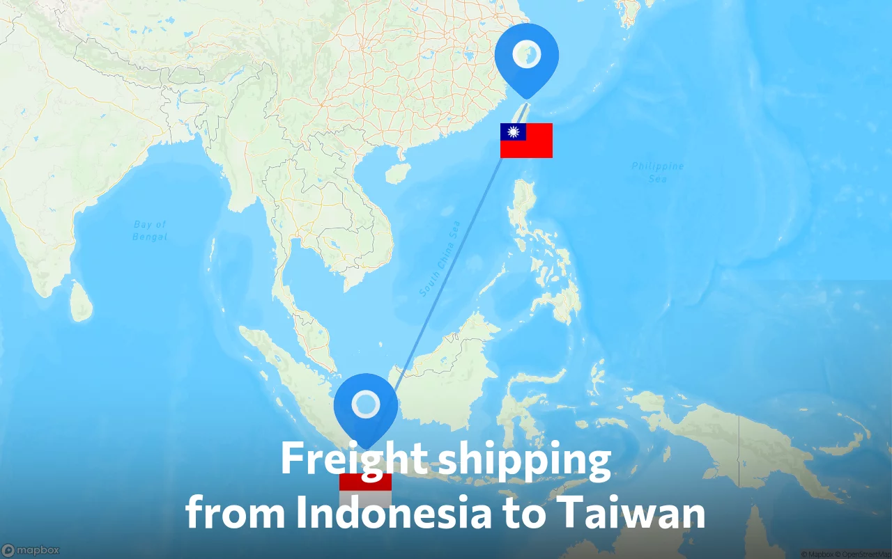 Shipping route from Indonesia to Taiwan
