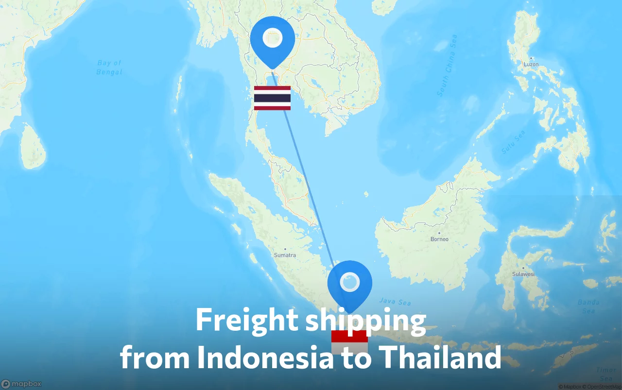 Shipping route from Indonesia to Thailand