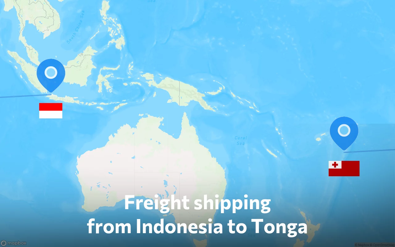 Shipping route from Indonesia to Tonga
