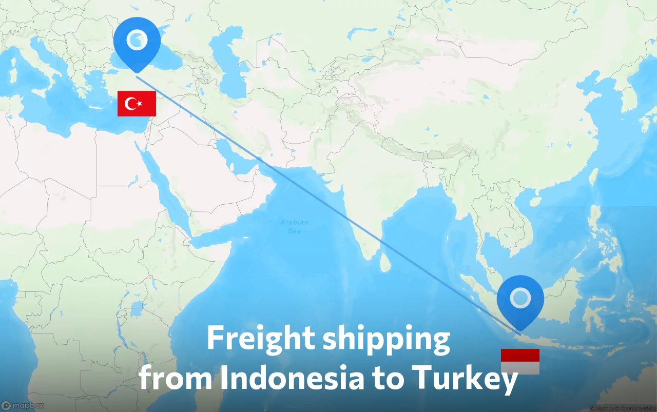 Shipping route from Indonesia to Turkey