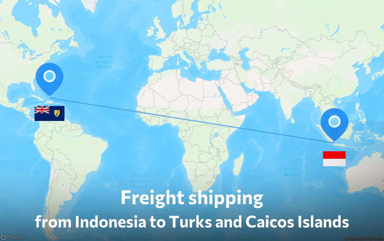 Shipping route from Indonesia to Turks and Caicos Islands