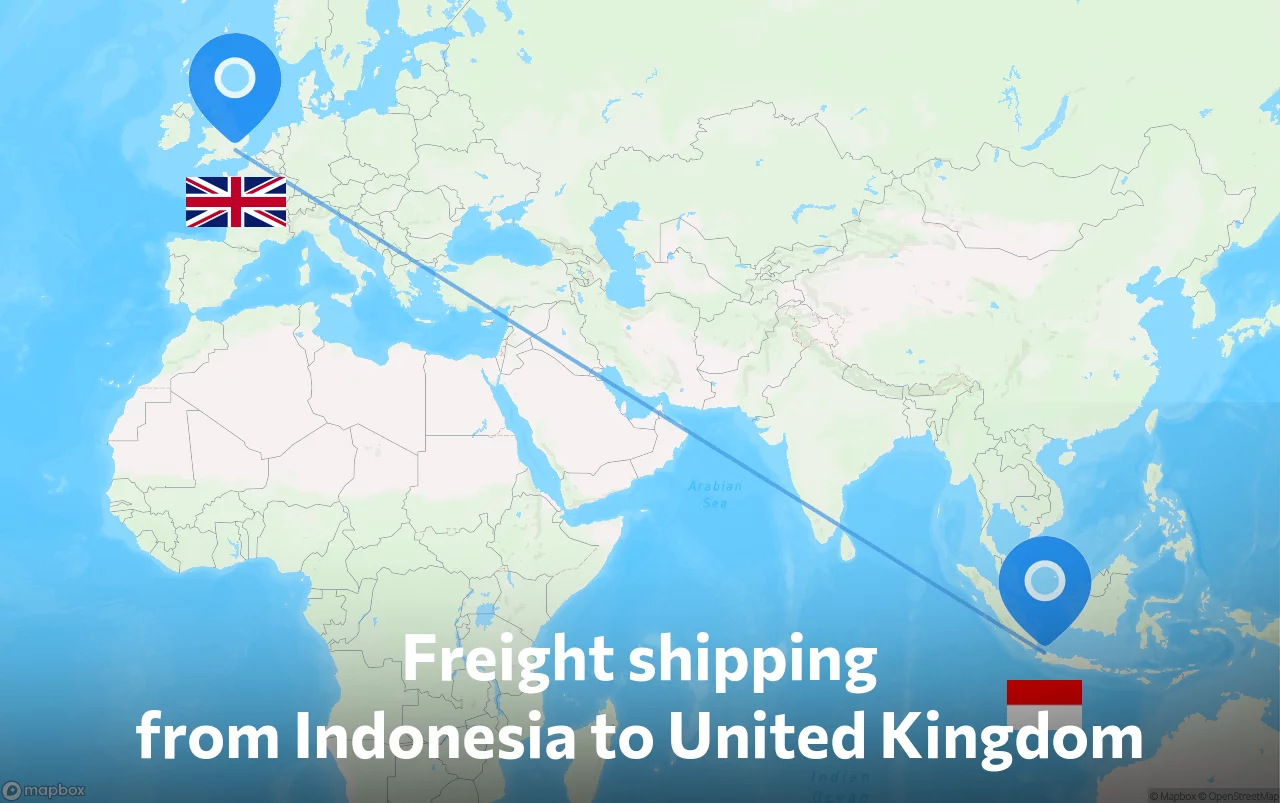 Shipping route from Indonesia to United Kingdom