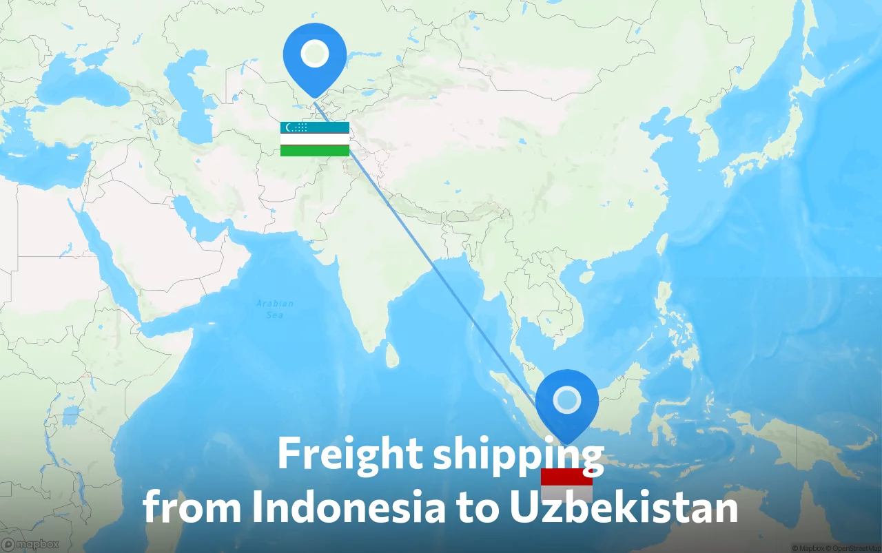 Shipping route from Indonesia to Uzbekistan