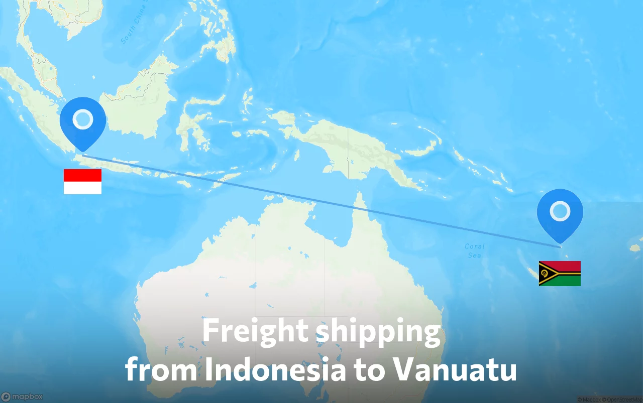 Shipping route from Indonesia to Vanuatu