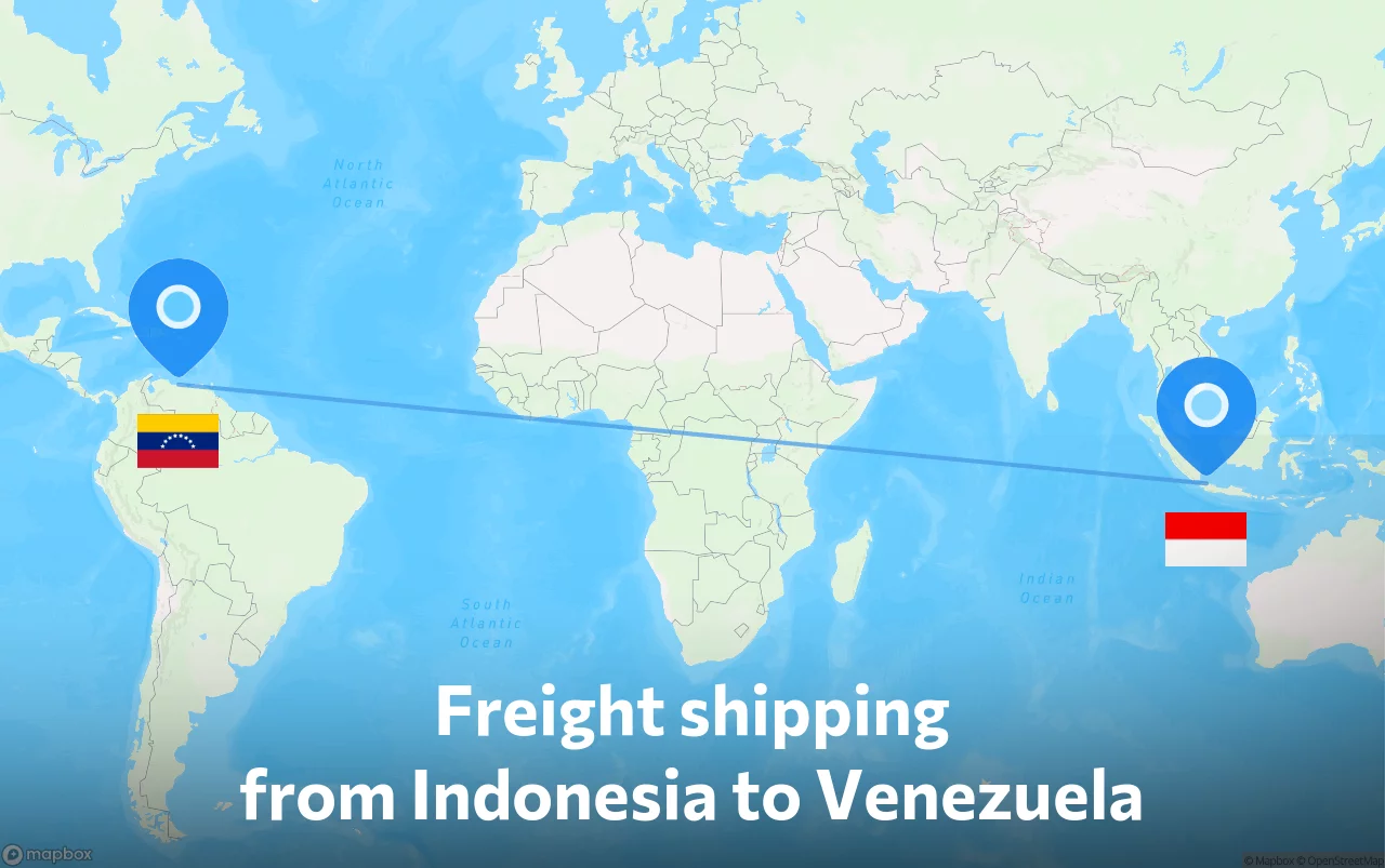 Shipping route from Indonesia to Venezuela