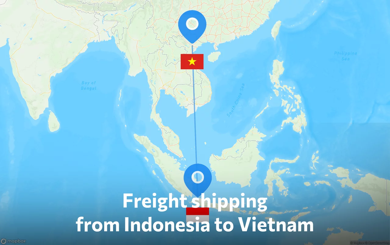 Shipping route from Indonesia to Vietnam