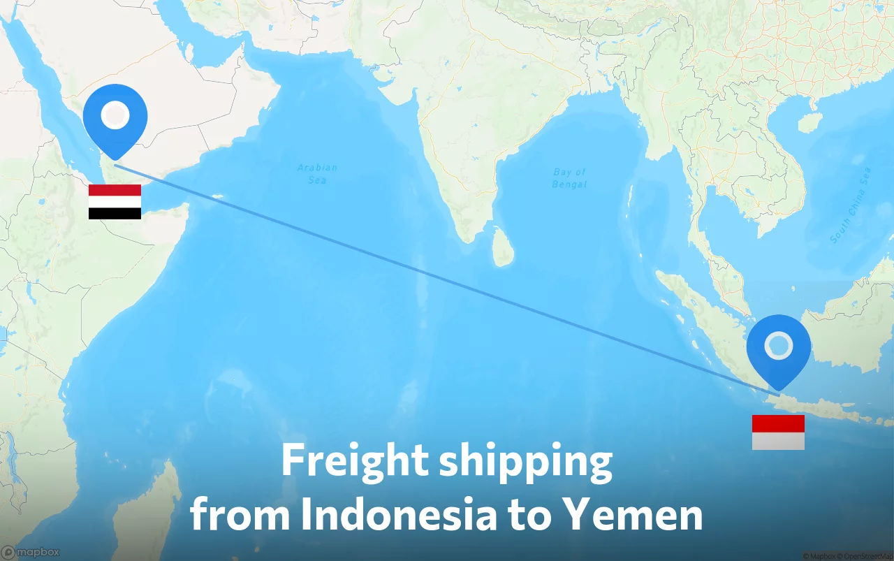 Shipping route from Indonesia to Yemen