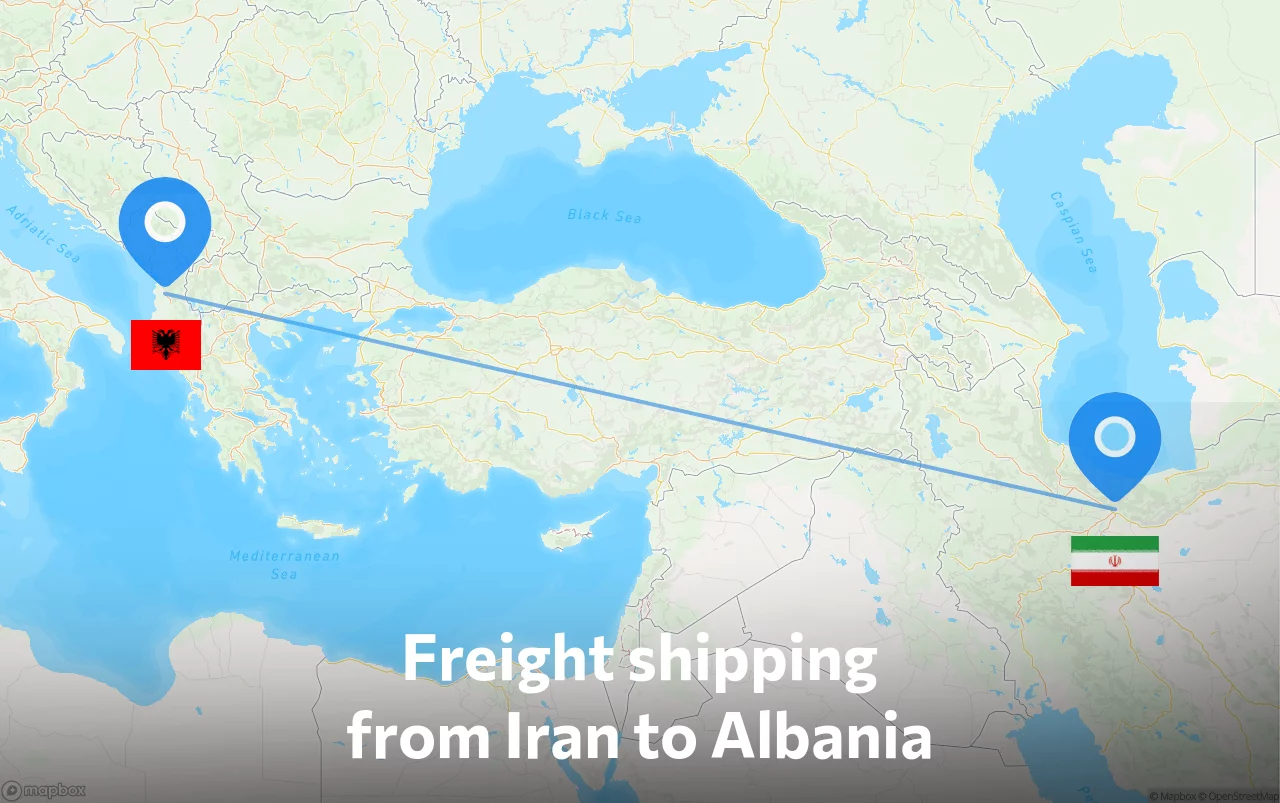 Shipping route from Iran to Albania