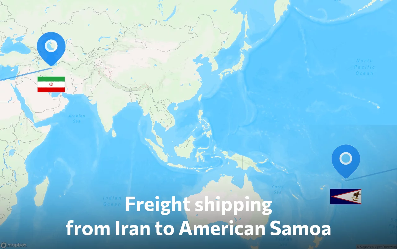 Shipping route from Iran to American Samoa