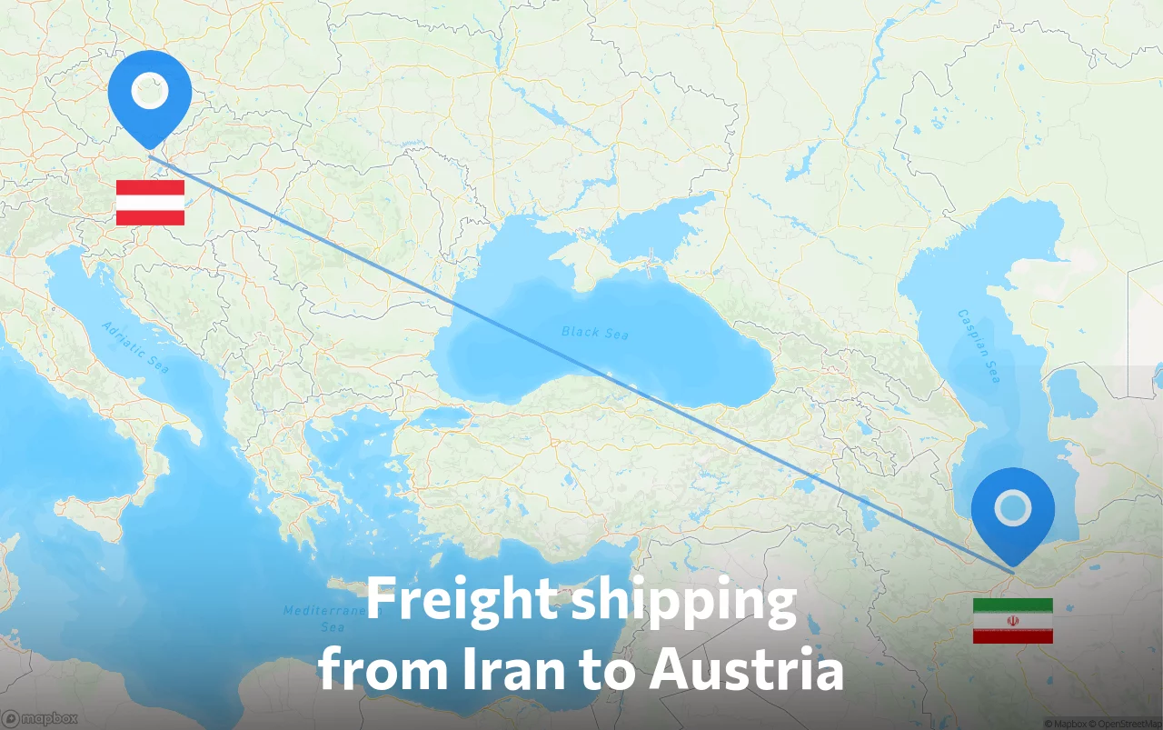 Shipping route from Iran to Austria
