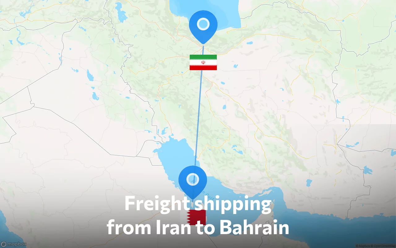 Shipping route from Iran to Bahrain