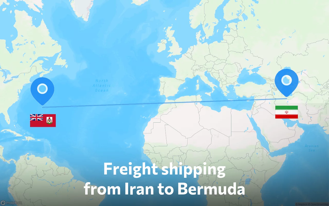 Shipping route from Iran to Bermuda