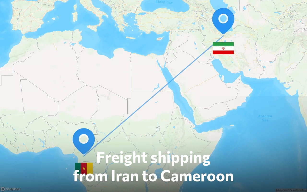 Shipping route from Iran to Cameroon