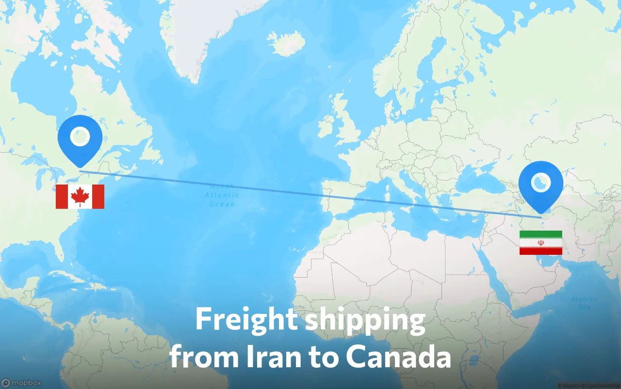 Shipping route from Iran to Canada