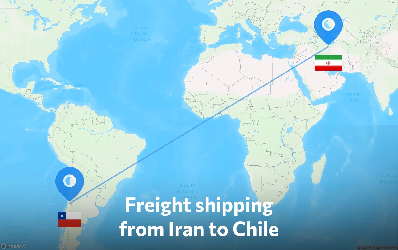 Shipping route from Iran to Chile