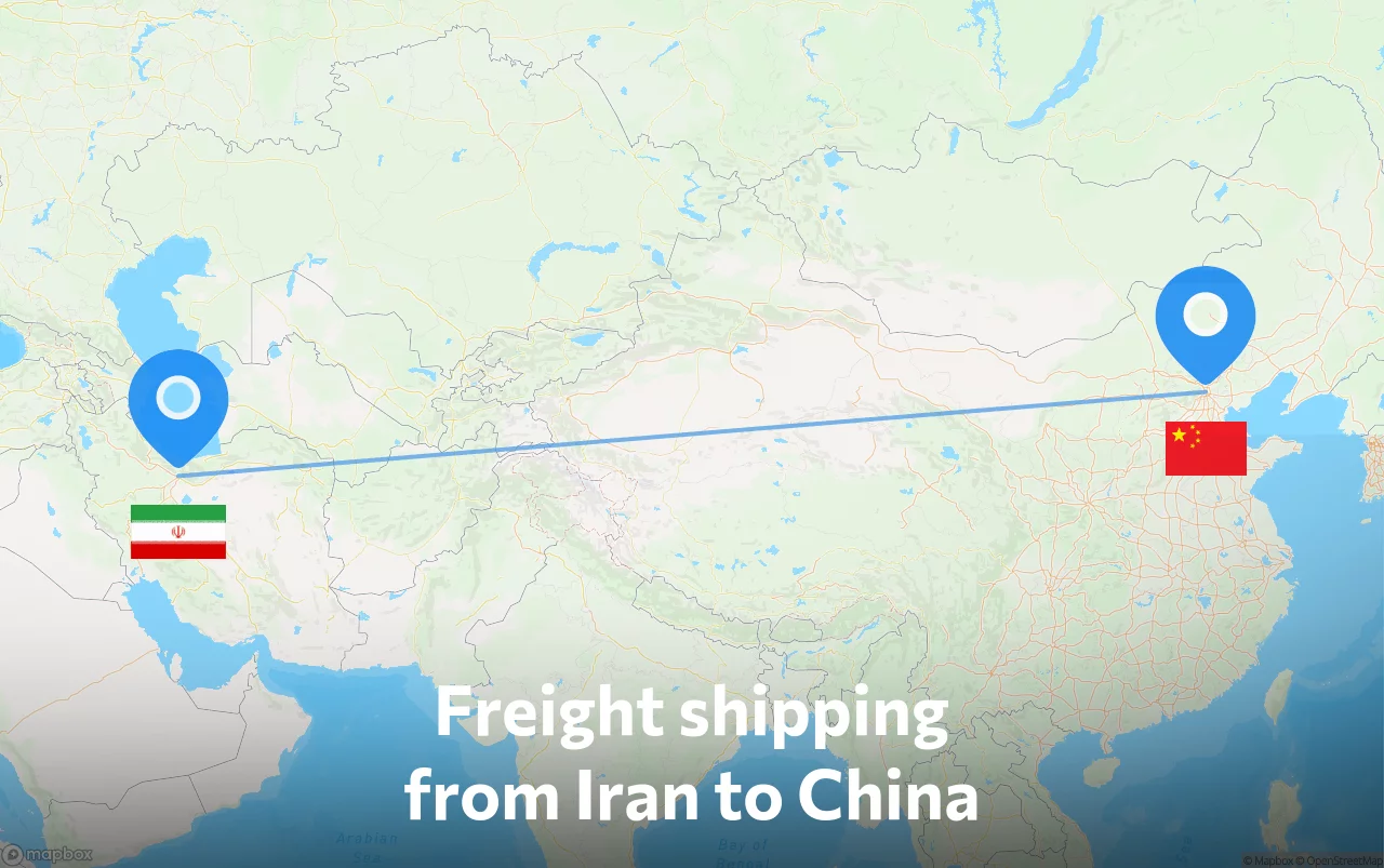 Shipping route from Iran to China