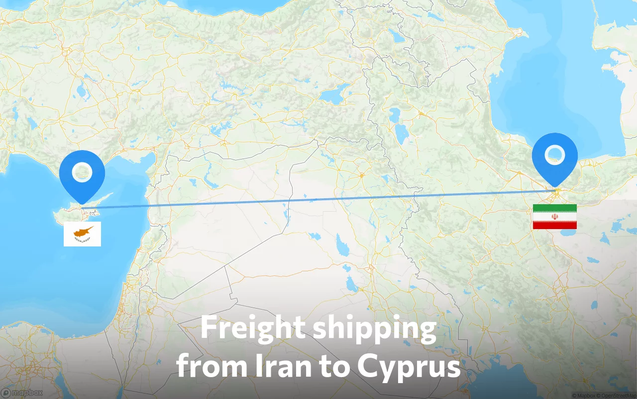 Shipping route from Iran to Cyprus