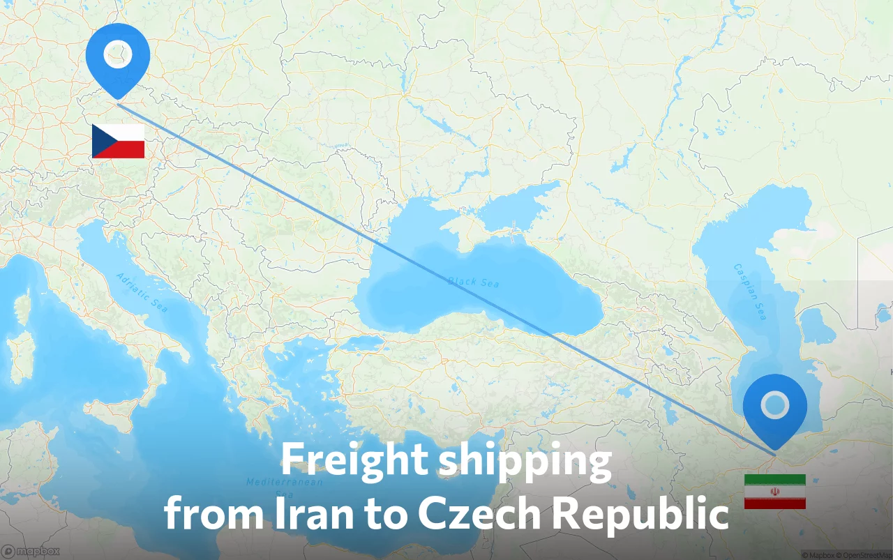 Shipping route from Iran to Czech Republic
