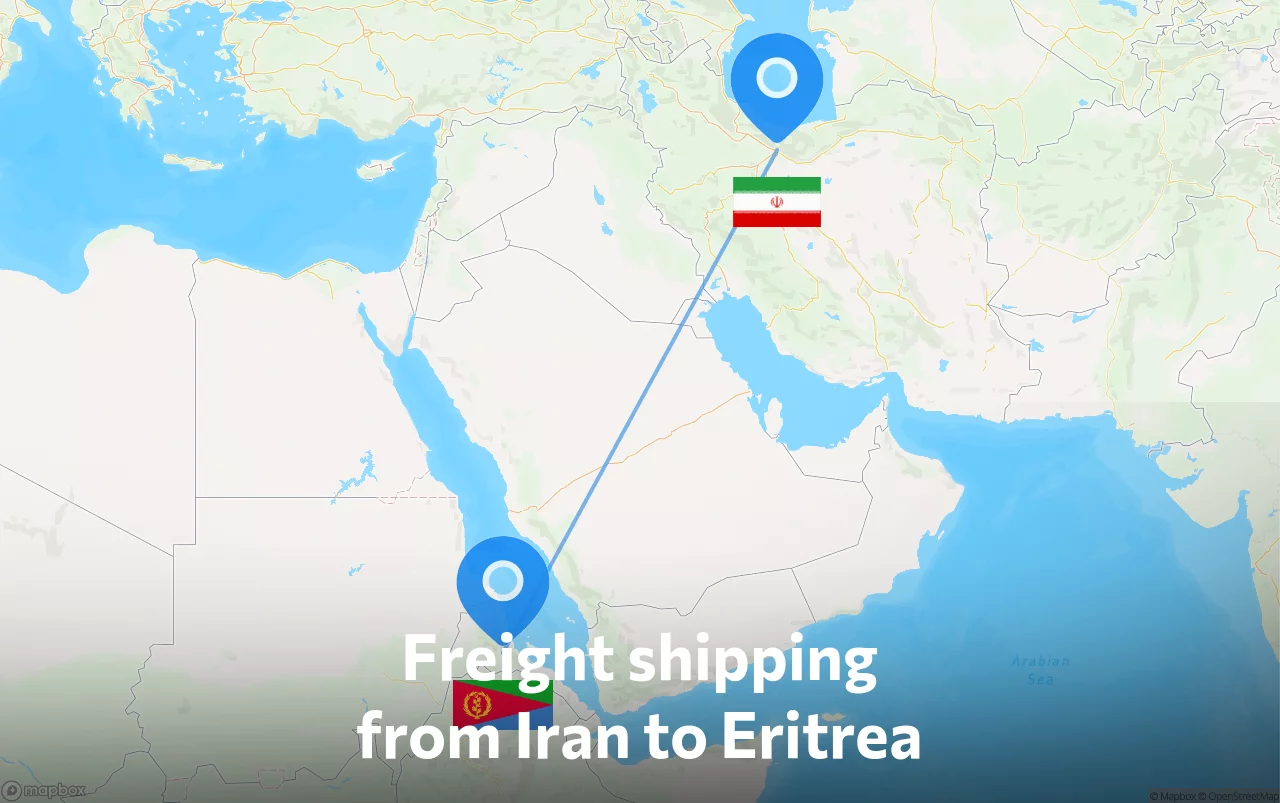 Shipping route from Iran to Eritrea