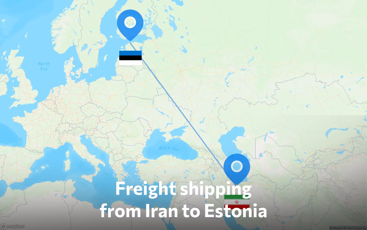 Shipping route from Iran to Estonia
