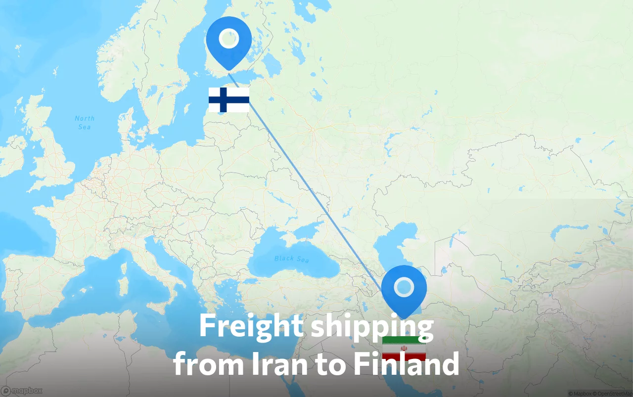 Shipping route from Iran to Finland