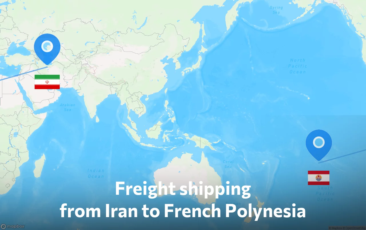 Shipping route from Iran to French Polynesia