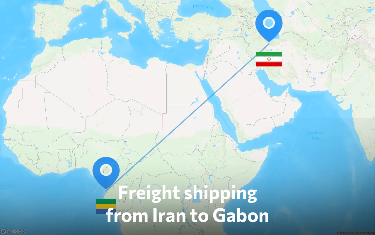 Shipping route from Iran to Gabon