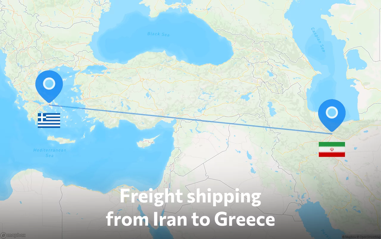 Shipping route from Iran to Greece