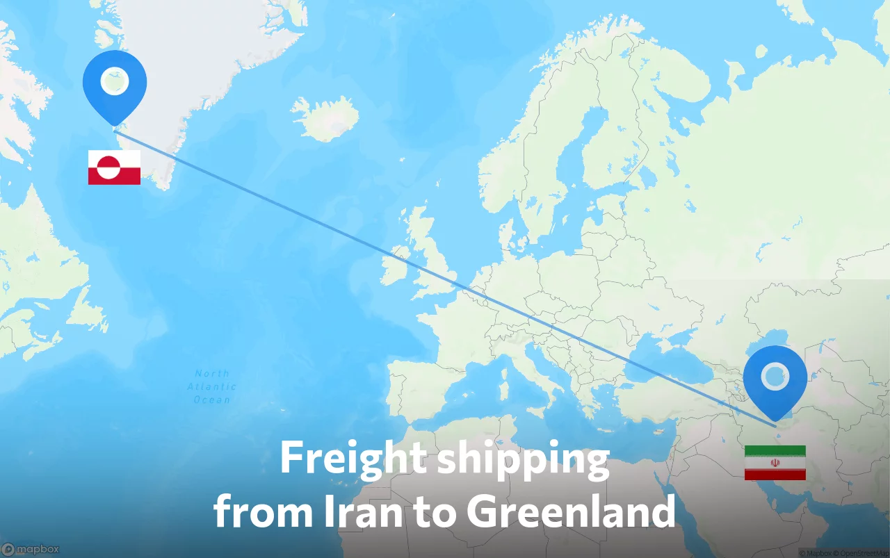 Shipping route from Iran to Greenland
