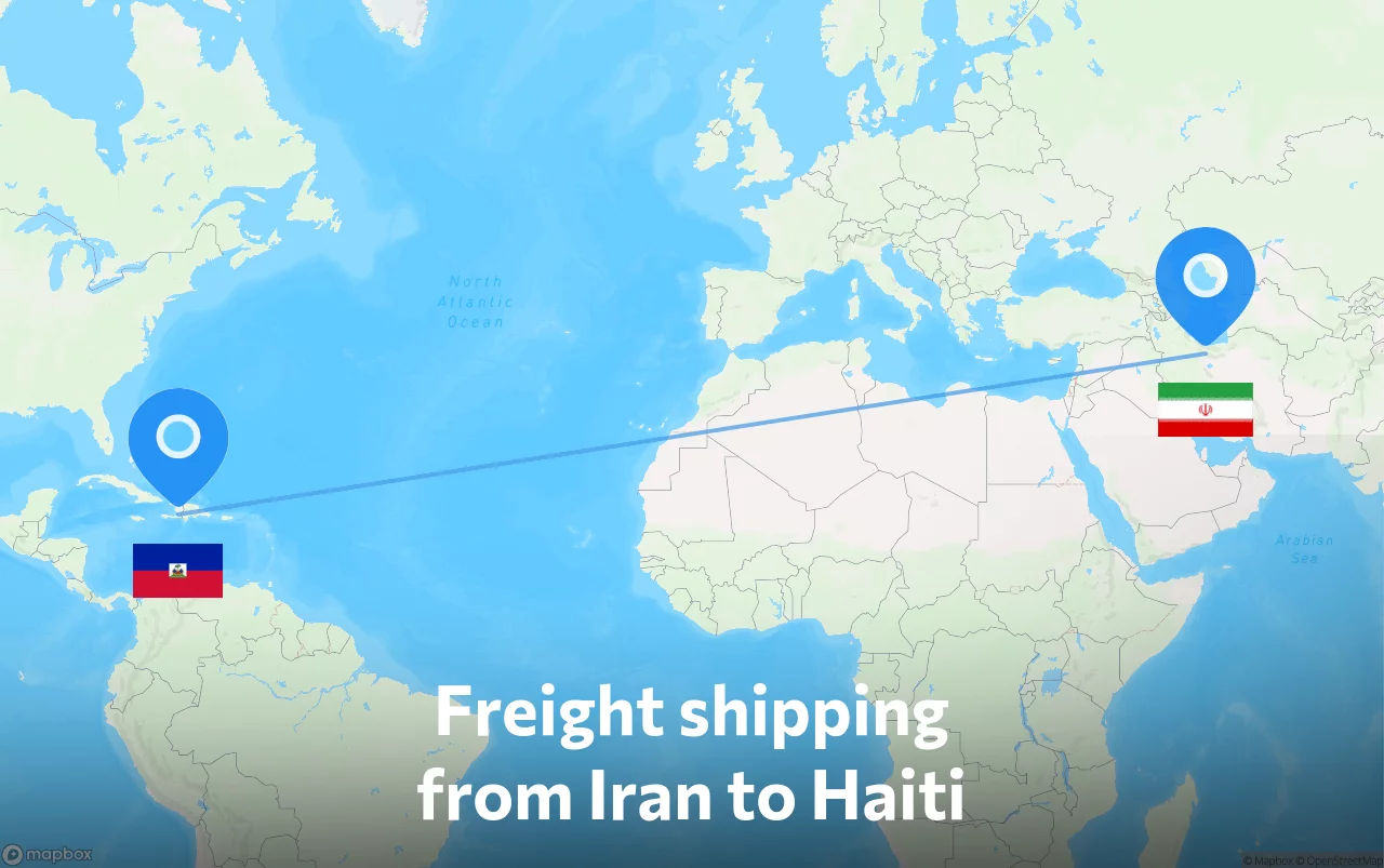 Shipping route from Iran to Haiti